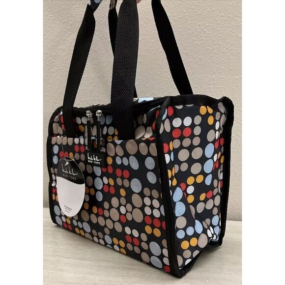 Nicole Miller New York N3550-60B-LT Insulated 11" Navy Blue Lunch Tote - Picture 3 of 9